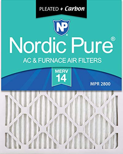 Nordic Pure 16x30x1 MERV 14 Plus Carbon Pleated AC Furnace Air Filters, 16x30x1M14+C-2, 2 Piece