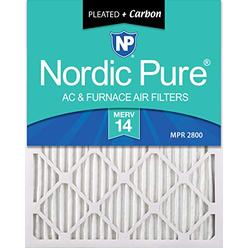 Nordic Pure 16x30x1 MERV 14 Plus Carbon Pleated AC Furnace Air Filters, 16x30x1M14+C-2, 2 Piece