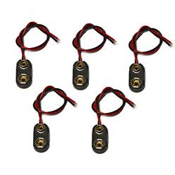 LAMPVPATH (Pack of 5) I-Type 9V Battery Connector, 9 Volt Battery Clip, 9V Battery Clip Connector with Wire and Hard Buckle