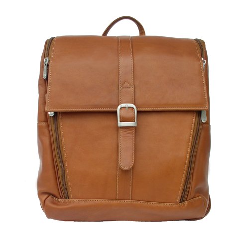 Piel Leather Slim Computer Backpack, Saddle, One Size