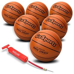 GoSports Indoor / Outdoor Rubber Basketballs - Six Pack of Size 6 with Pump & Carrying Bag