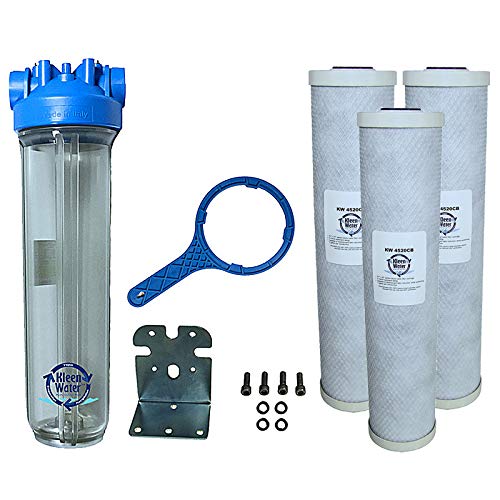 KleenWater Premier4520CL Chlorine Whole House Water Filter System - 1.5 Inch Inlet/Outlet - Transparent Housing - 7 GPM with