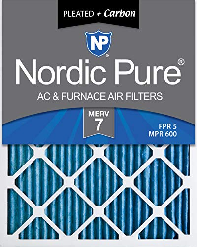 Nordic Pure 16x24x2 MERV 7 Plus Carbon AC Furnace Air Filters, Qty 3