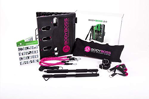 BodyBoss Home Gym 2.0 by 1loop - Full Portable Gym Workout Package, Includes a Set of 2 Resistance Bands - Collapsible