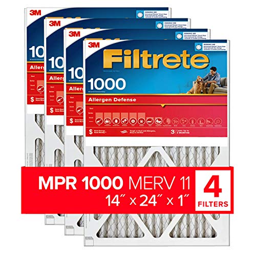3M Filtrete 14x24x1, AC Furnace Air Filter, MPR 1000, Micro Allergen Defense, 4-Pack