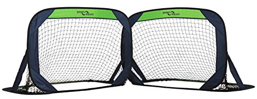 Sport Squad Portable Soccer Goal Net Set - Set of Two 4' Pop Up Training Soccer Goals with Compact Carrying Case - Easy