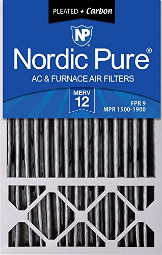 Nordic Pure 16x25x4/16x25x5 (4-3/8 Actual Depth) MERV 12 Pleated Plus Carbon Honeywell FC100A1029 Replacement AC Furnace Air