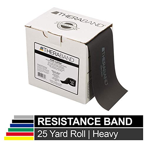 TheraBand Resistance Band 25 Yard Roll, Special Heavy Black Non-Latex Professional Elastic Bands For Upper & Lower Body