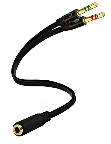 D & K Exclusives Headphone Splitter for Computer 3.5mm Female to 2 Dual 3.5mm Male Headphone Mic Audio Y Splitter Cable