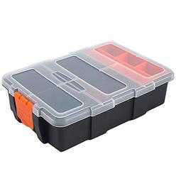 Inheming Home Tool Part Storage Box, Small Parts Tool Box Organizer, Plastic Two-Layer Components Storage Case for Nails,