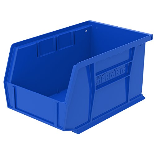 Akro-Mils 30237 AkroBins Plastic Storage Bin Hanging Stacking Containers, (9-Inch x 6-Inch x 5-Inch), Blue, (12-Pack)