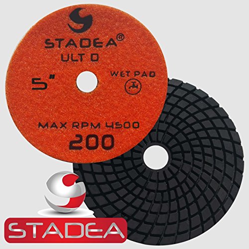 Stadea PPW129X Granite Polishing Pads 5" Diamond Pad 200 Grit For Granite Quartz Stones Polish