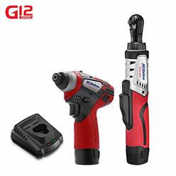 ACDelco G12 Series 2-Tool Combo Kit- 1/4 in. Brushless Ratchet Wrench + 1/4 in. Hex Power Impact Driver, two battery,