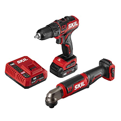 SKIL 2-Tool Combo Kit: PWRCore 12 Brushless 12V 1/2 Inch Cordless Drill Driver and 1/4 Inch Hex Right Angle Impact Driver,