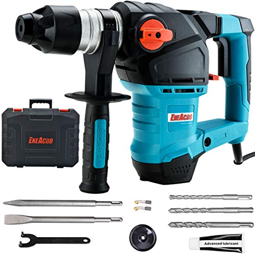 ENEACRO 1-1/4 Inch SDS-Plus 12.5 Amp Heavy Duty Rotary Hammer Drill, Safety Clutch 3 Functions with Vibration Control