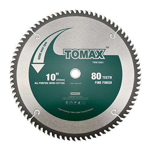 TOMAX 10-Inch 80 Tooth ATB Fine Finish Saw Blade with 5/8-Inch Arbor