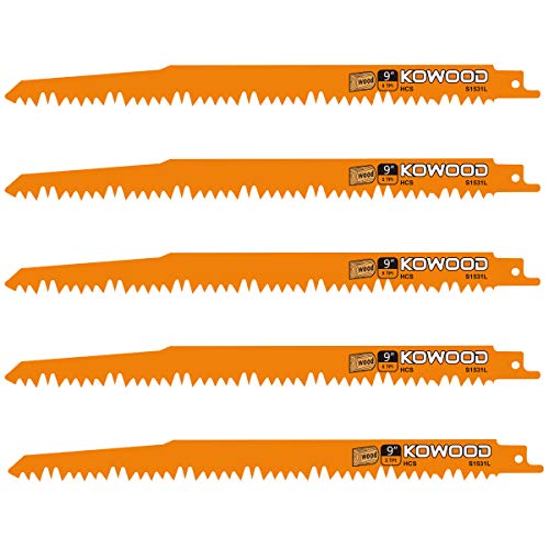 KOWOOD 9-Inch Wood Pruning Saw Blades for Reciprocating/Sawzall Saws/Sabre Saws by KOWOOD - 5 Pcs Pack Wood Cutting Set