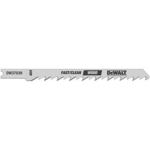 DEWALT DW3703H 4-Inch 6 TPI Fast Clean HCS U-Shank Cut Woodcutting Jig Saw Blade (5-Pack)