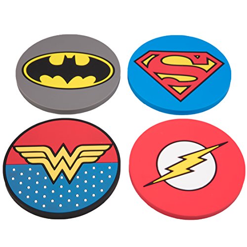 Justice League DC Justice League Super Hero Coaster Set - Batman, Superman, Wonder Woman, The Flash - Set of 4, PVC