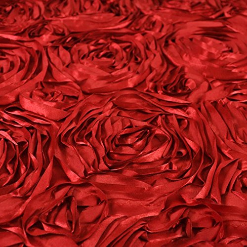 Stylish Fabric Cherry Red Satin Rosette Fabric by The Yard - 1 Yard