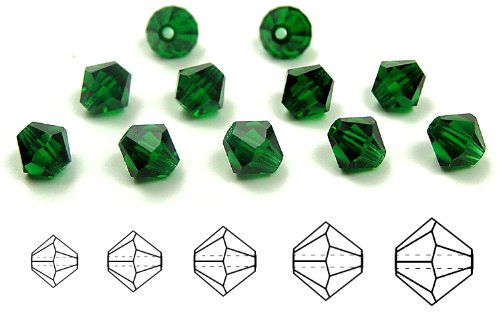 PAS Jablonec 6mm Medium Emerald, Czech MC Rondell Bead (Bicone, Diamond Shape), 2 gross = 288 pieces