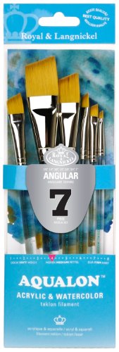 Aqualon Royal and Langnickel Short Handle Paint Brush Set, Angular, 7-Piece