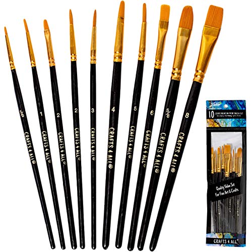 Crafts 4 All Paint Brushes Set 10 Pieces Professional Fine Tip Paint