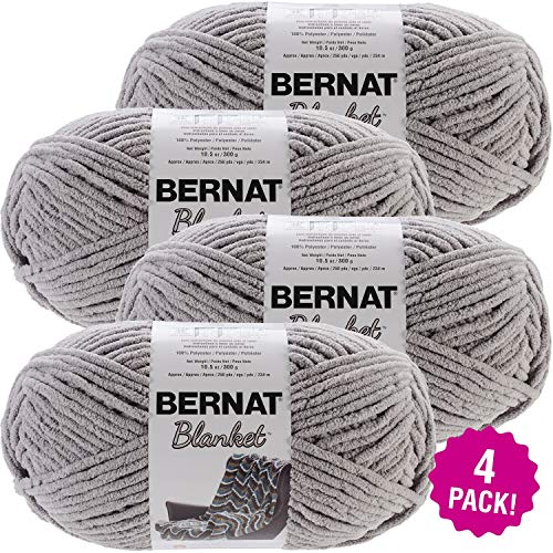 Bernat Blanket Big Ball Yarn Grey, Multipack of 4, Pale Gray Pack