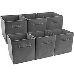 Sorbus Foldable Storage Cube Basket Bin (6 Pack, Grey)