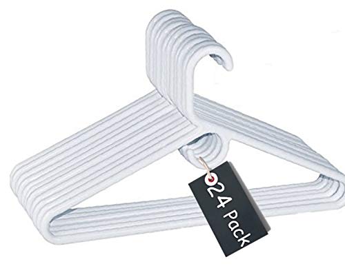 1InTheHome Heavy Duty White Hangers Tubular Plastic Hangers, Set of 24 (Heavy  Duty)