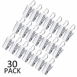 JANYUN 30 Pack Heavy-Duty Hook Clip Set Curtain Clips for Curtain Photos Home Decoration Art Craft Display - Silver