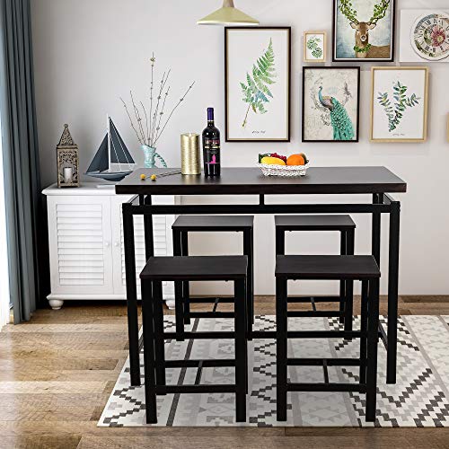 GLCHQ 5 Piece Pub Table Set, Dining Height Table Perfect for bar, Kitchen, Breakfast Nook, Dining Room, Living Room Casual