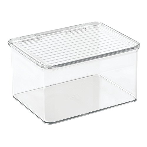 iDesign Kitchen Binz BPA-Free Plastic Stackable Organizer Box with Lid - 5.75" x 6.62" x 3.62", Clear