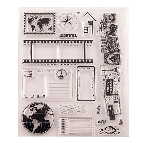 MaGuo Journey Diary Travel Postage Clear Stamps for Card Making Decoration and DIY Scrapbooking