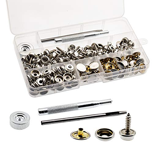 CO RODE 156pcs Marine Grade Canvas Upholstery Boat Cover Snap Button, Stainless Steel Fastener Kit