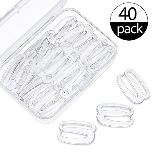 BOAO 40 Pieces Swimsuit Bra Hooks Clear Bra Slide Hook Bra Strap Hook Replacement for Swimsuit