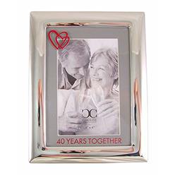 Roman Inc Silver Tone 40 Years Together Tabletop Anniversary Frame, 8 1/2 Inch