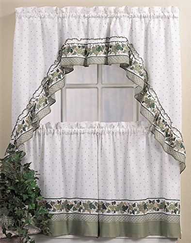 CHF & You Cotttage Ivy Country Curtain Tier And Swag Set, Multi, 56-Inch X 24-Inch