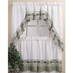 CHF & You Cotttage Ivy Country Curtain Tier And Swag Set, Multi, 56-Inch X 24-Inch