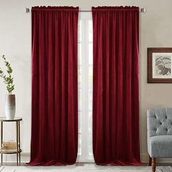 StangH Theater Red Velvet Curtains - Super Soft Velvet Blackout Insulated Curtain Panels 84 inches Length for Living Room