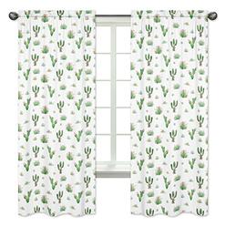 Sweet Jojo Designs Pink Green Boho Watercolor Window Treatment Panels Curtains for Cactus Floral Collection by Sweet Jojo Designs - Set of 2