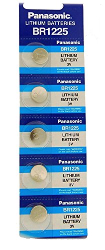 Panasonic BR1225 - 1 Pack of 5 Batteries. 3 volt Coin Cell Lithium Non Rechargeable CR1225.