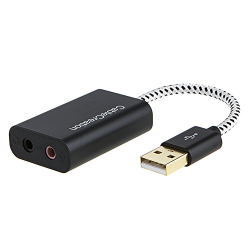 CableCreation USB Audio Adapter External Sound Card with 3.5mm Headphone and Microphone Jack Compatible with Windows, Mac,