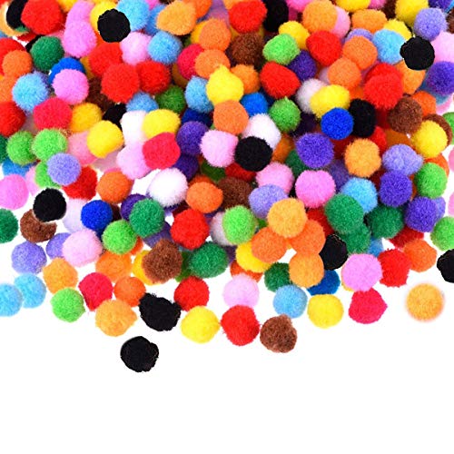 NOBBEE Mini Pom Pom 500 PCS Assorted Pompoms for Craft 0.6 INCH Fuzzy Pompom  Balls for Children DIY Supplies Creative Crafts