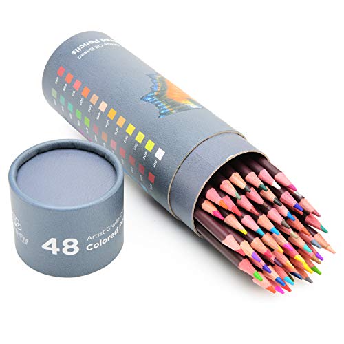 Art-n-Fly 48 Professional Oil Based Colored Pencils for Artist Including Skin Tone Color Pencils for Coloring Drawing and Sketching