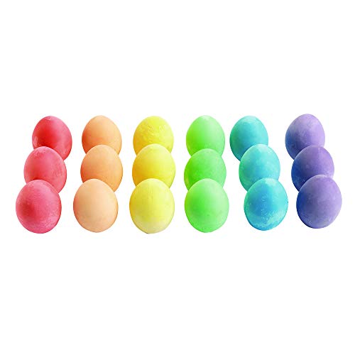 Colorations Chunky Chalk Eggs, Set of 18, for Kids and Toddlers, Easy Grip, Non-Toxic, Assorted Colors, 2 1/8 X 1 1/2 inches,