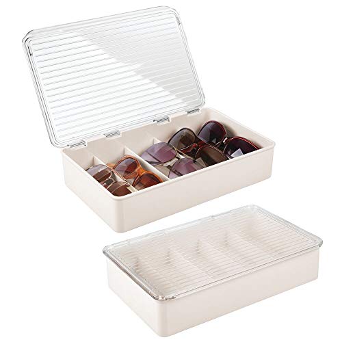 mDesign Plastic Rectangular Stackable Eye Glass Storage Organizer Holder Box for Sunglasses, Reading Glasses, Fashion Eye