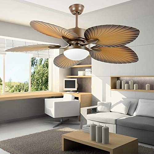 Andersonlight 52 inches Tropical Ceiling Fan Remote Indoor Outdoor Fan Light 5 ABS Palm Blades and Light Kit for Living Room