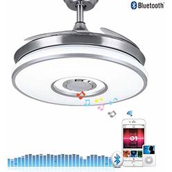 ruiwing 42" Indoor Bluetooth Music Play Ceiling Fan Light with Retractable Blades, Remote Control LED Light 3 Colors Switch 3-Speed