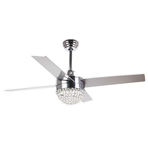 Parrot Uncle Ceiling Fans with Lights 48 Inch Ceiling Fan with Remote Control 3 Lights Crystal Chandelier Fans, Bulbs Not Included,